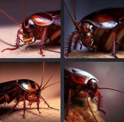 Professional Pest Control - Forbearance Pest Control - 4 views of an American cockroach